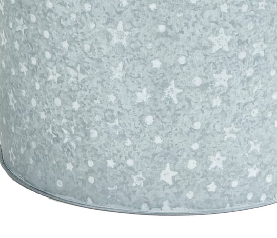 Galvanized Metal Christmas Planter Bucket with White Stars & Dots Sets